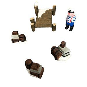 Pacific Rim Christmas Villag Accessor Boardwalk Dock Sea Captain Seagull Barrels